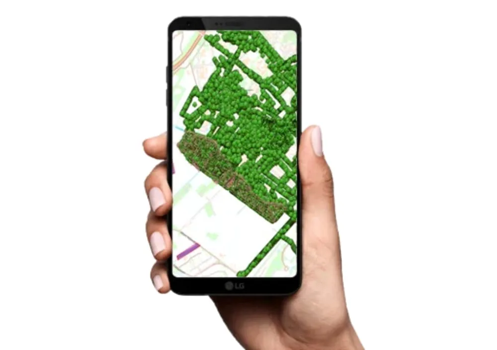 app bomen op de kaart op mobiel