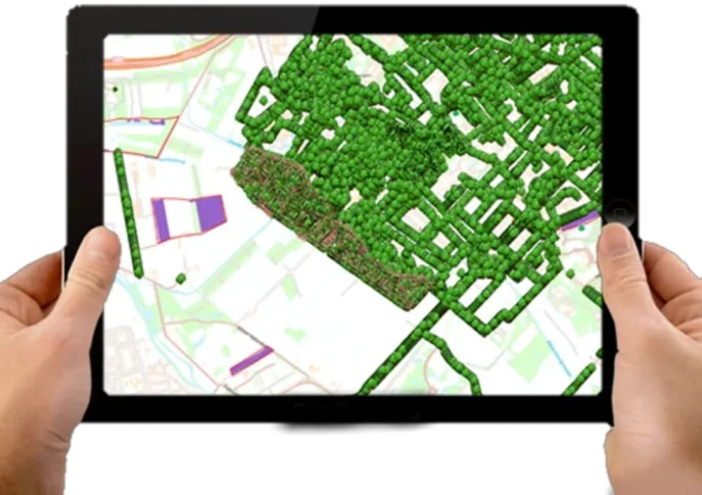 app bomen op de kaart op tablet